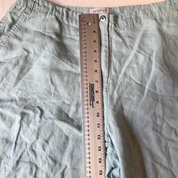Paraphrase Women Cropped Pants Size 16W Light Blue Linen 24" Inseam - Picture 7 of 11